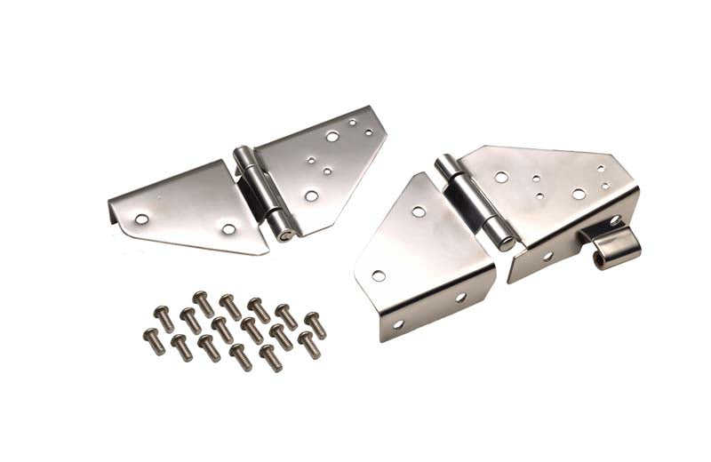 Jeep CJ/YJ Windshield Hinge Pair 76-95 CJ and Wrangler YJ Polished Silver Kentrol